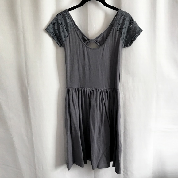 Aeropostale Dark Gray Dress with Lace Sleeves (S) - Picture 1 of 5